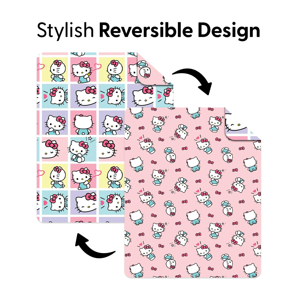 Northwest Hello Kitty Sweet As Can Be Quilted Throw, Comfy Throw, Adults Boys Girls, Soft Lightweight for Chair or Couch, 60 x 80 Inches