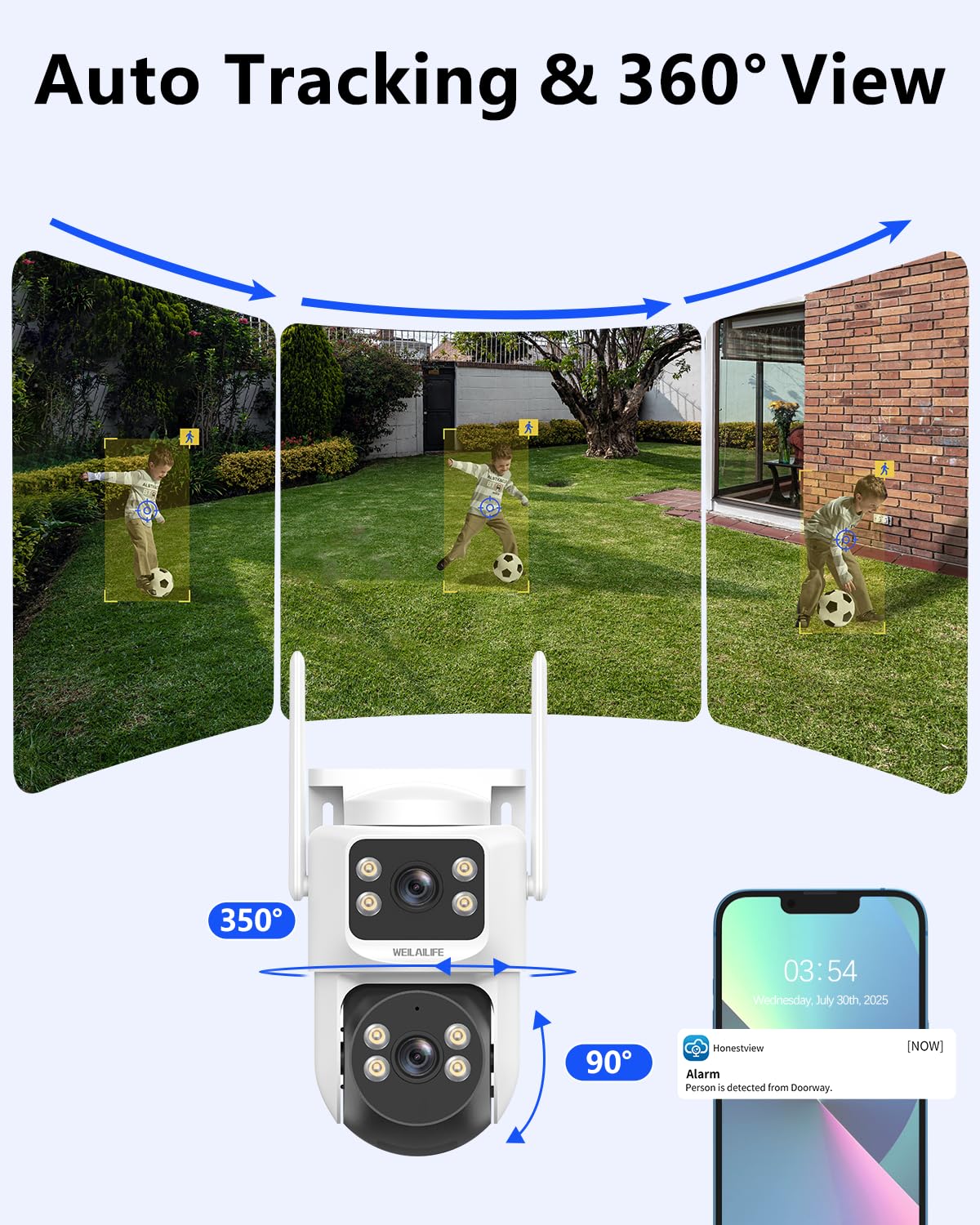 【360° View & 2-Way Audio】 4MP PTZ Security Cameras Wireless Outdoor, WiFi Home Surveillance System, Outside Wireless Security Systems, Surveillance DVR Kits