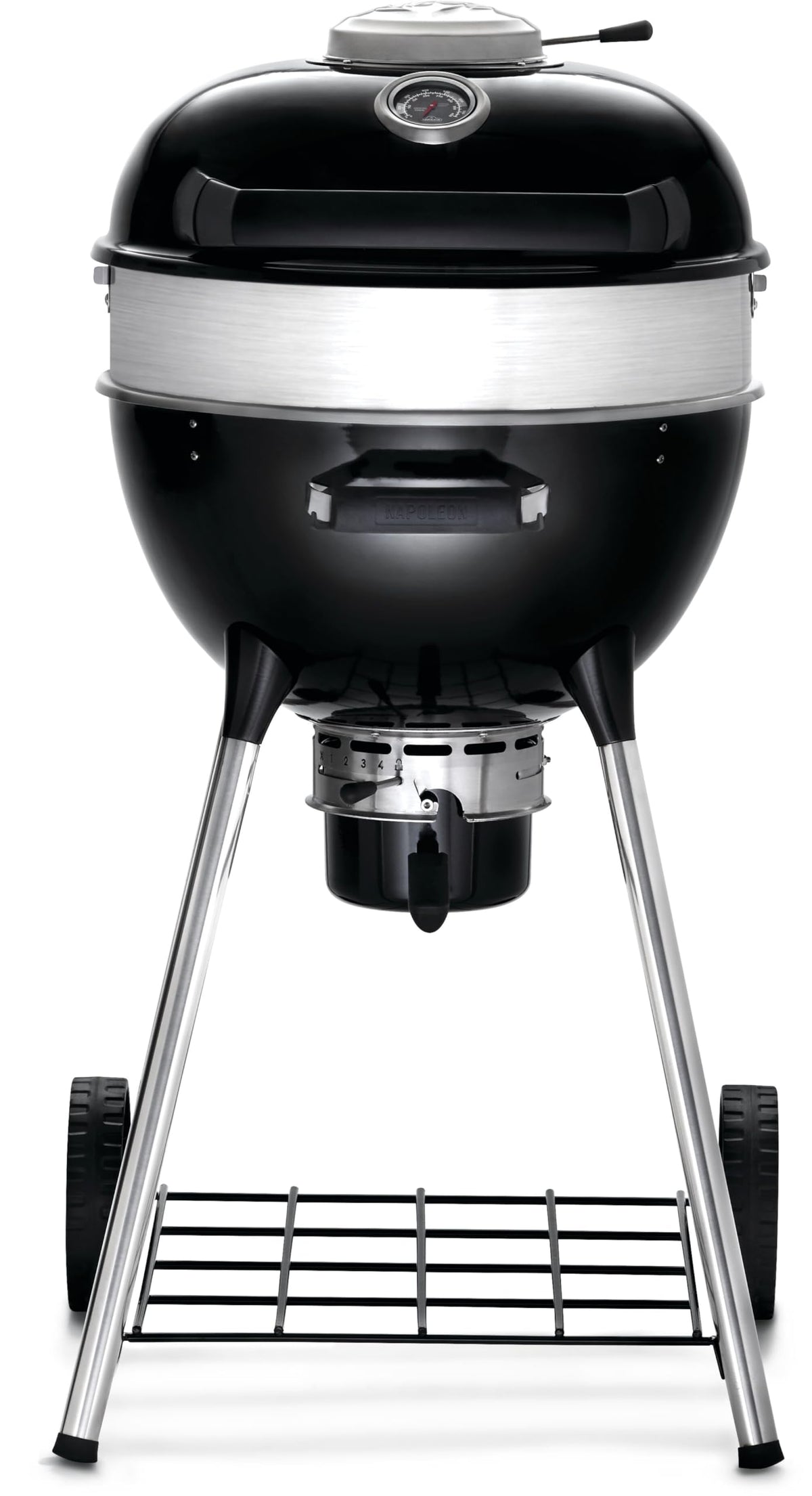 Napoleon PRO18 Compact Charcoal Kettle Grill, Black, Porcelain-Enameled Lid and Bowl, Chrome-Plated Cooking Grid
