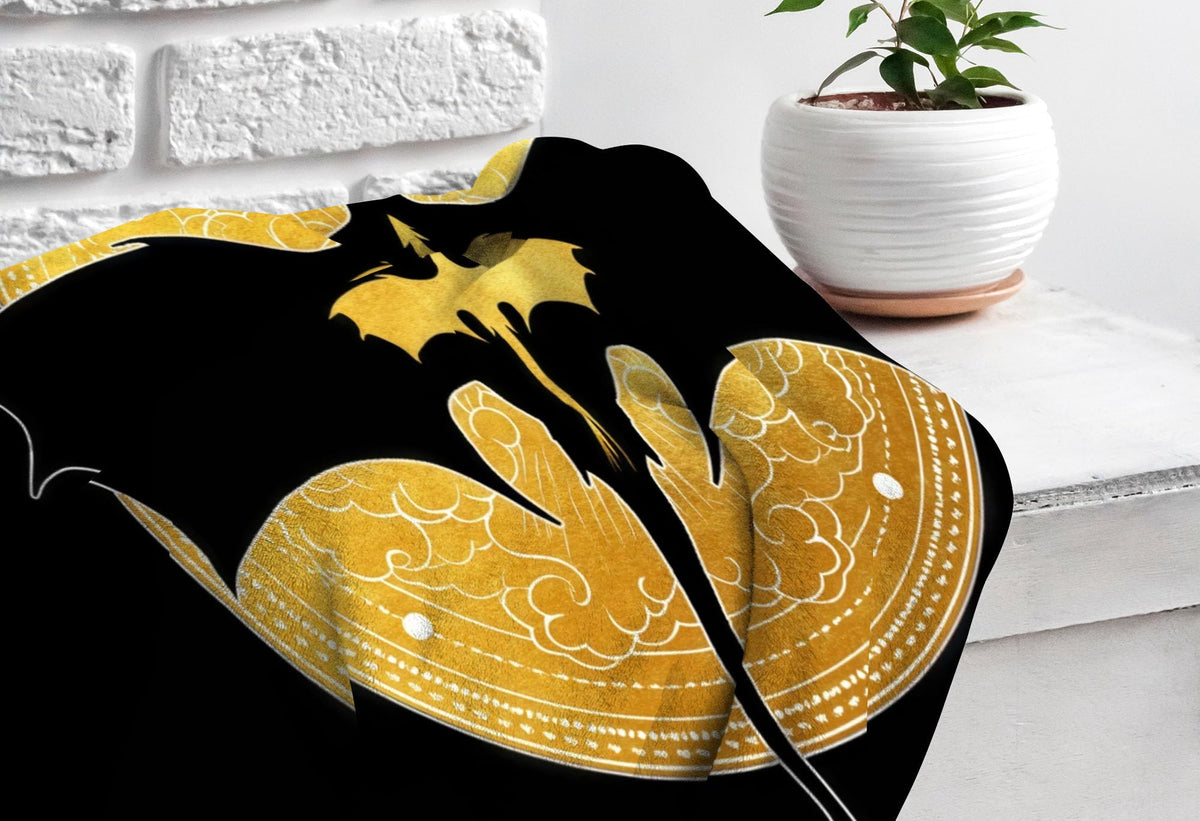 Allenjoy Book Loves Dragon Wing Black Blanket 57"x50" - Soft Warm Throw Blankets for Couch Bed Living Room Home Office Bedroom Decor, Gifts for Women Teens Fans Daughter Sister, Durable Washable