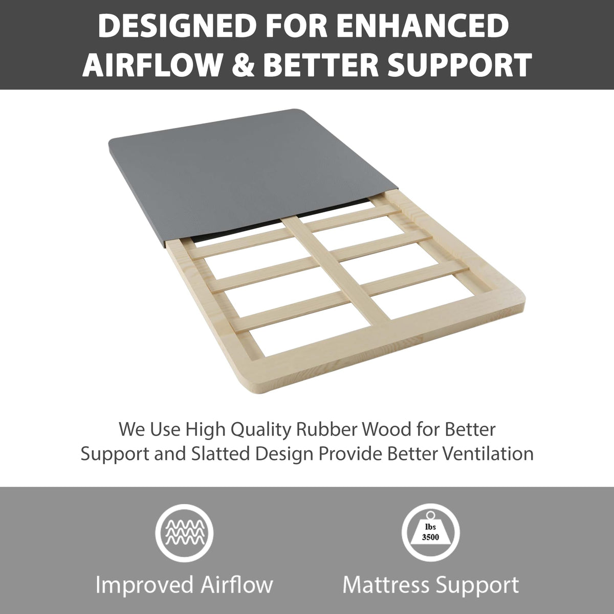 Zayton, 1.5" Split Wood Bunkie Board Queen Size Bed - 2-Piece Under Mattress Support Board, Fully Assembled, Fabric Ventilation Cover - Replaces Wooden Slats or Box Spring for Bed Frames
