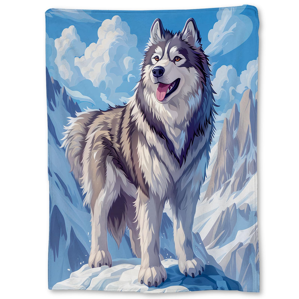 Ti Caldi Majestic Husky in Snowy Mountains Blanket - Soft Lightweight Cozy Flannel Throw Blanket for Adults Kids Women, Warm Fuzzy Blankets for Couch, Bed, Travel, Home Decor, Living Room 60×50 in