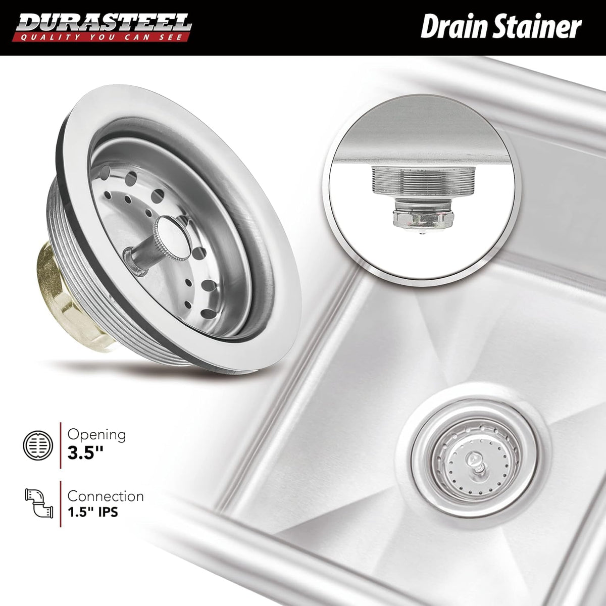 DuraSteel 304 Commercial Stainless Steel Utility Sink - 18 Inch Tub Freestanding Prep Kitchen Sink - NSF Hand Wash Station for Kitchen Sinks, Outdoor, Laundry Room, Garage Slop Small Kitchenette