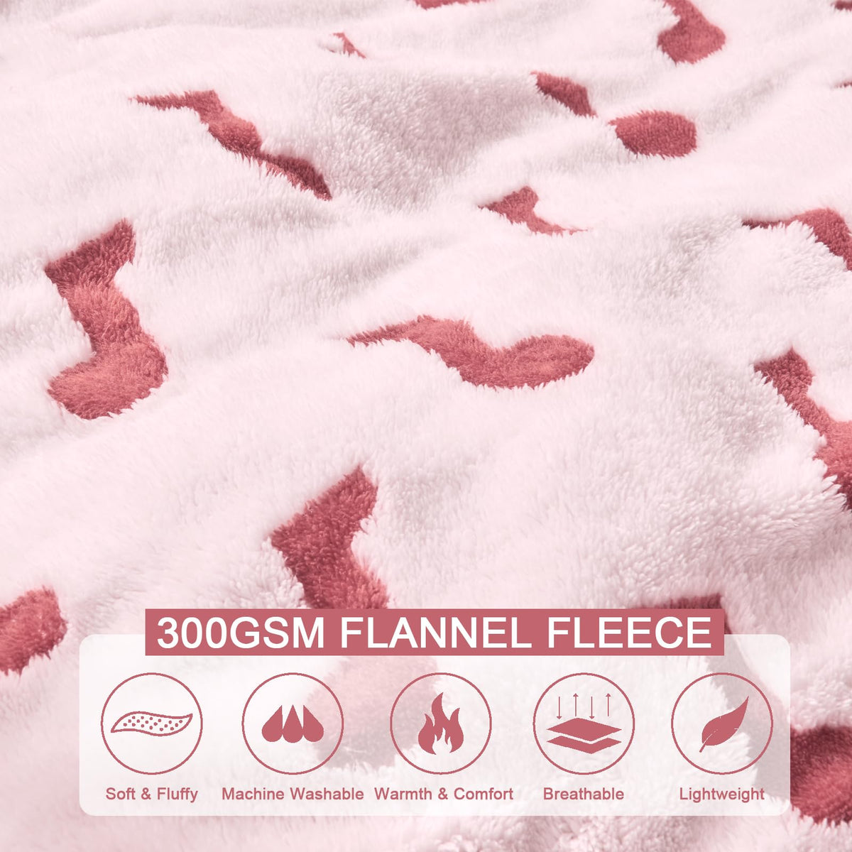 PLEVONITH Pink Throw Blankets for Bed - 3D Music Patterned Fall Blanket for Room Décor, Twin Size Blanket 60x80 Inches (300GSM)