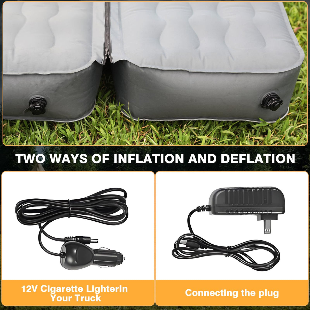 Inflatable Truck Bed Air Mattress for Tacoma (2001-2024) & Jeep Gladiator JT (2019-2024) | 5ft-5.5ft Camping Mattress with 600lbs Capacity, 300D Oxford Fabric, Anti-Slip Design for Truck Bed Camping
