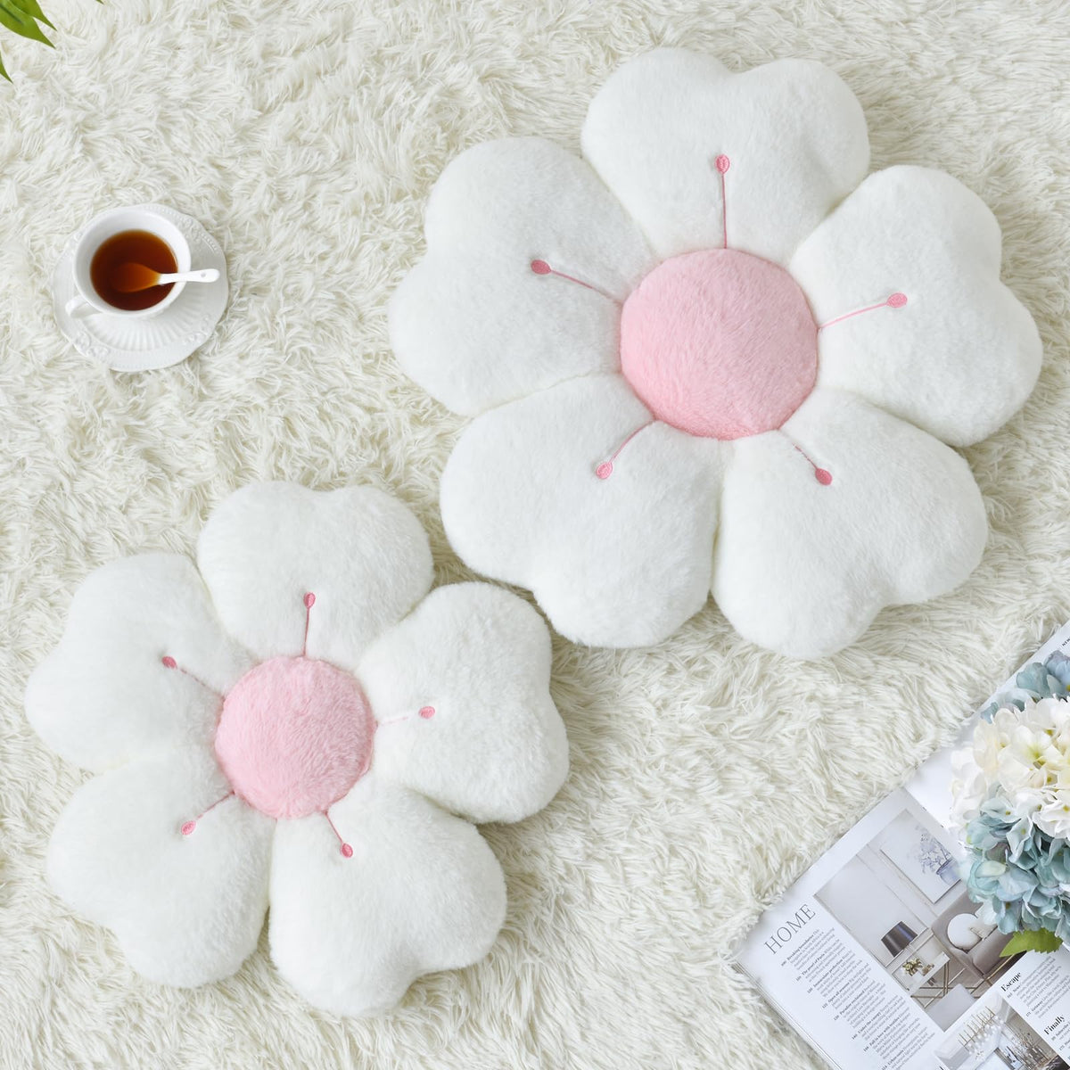 Ddliury Flower Pillow, Cute Decorative Throw Pillows for Couch Bed