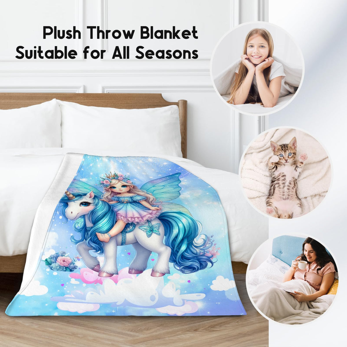 Blanket for Girls, Unicorn Blanket for Kids, Unicorn Gifts Soft Lightweight Throw for Sofa Couch Chair, 40"x50"