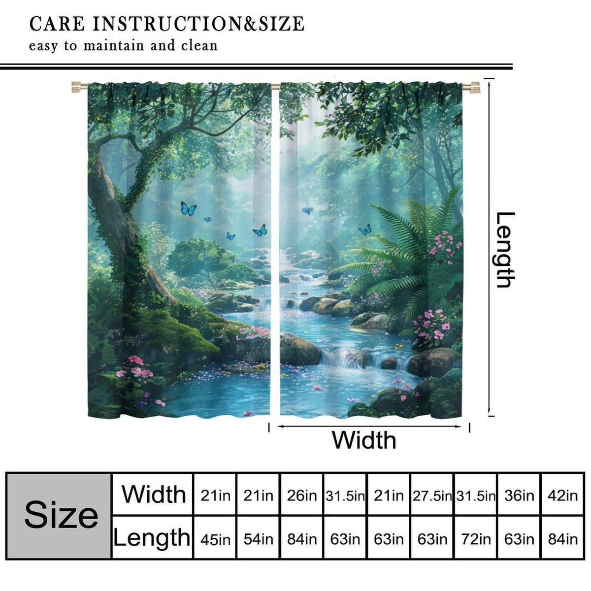 UFUH Nature Forest Curtains,Green Spring Scenery Landscape Blackout Window Treatments for Bedroom Living Room,2 Panels Set Total Size 42 x 45 Inch