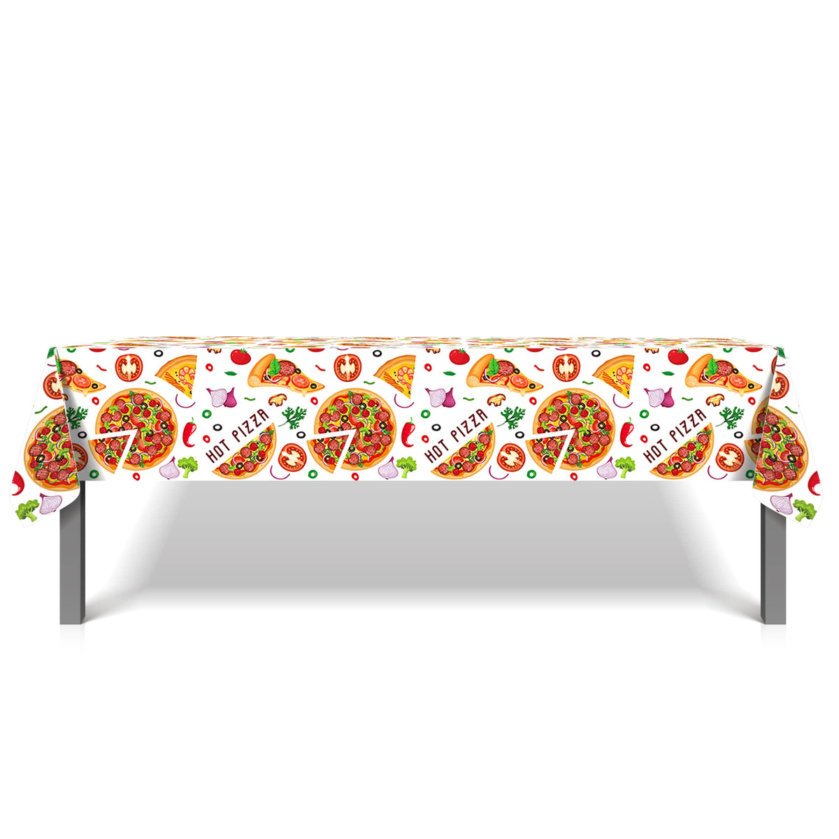 CC HOME 1 Pack Pizza Party Plastic Tablecloth 54 x 87 Inch Long Rectangular Table Cover for Buffet,Birthday Party Holiday Dinner,Picnic or Tablecloth for Kitchen Event Use