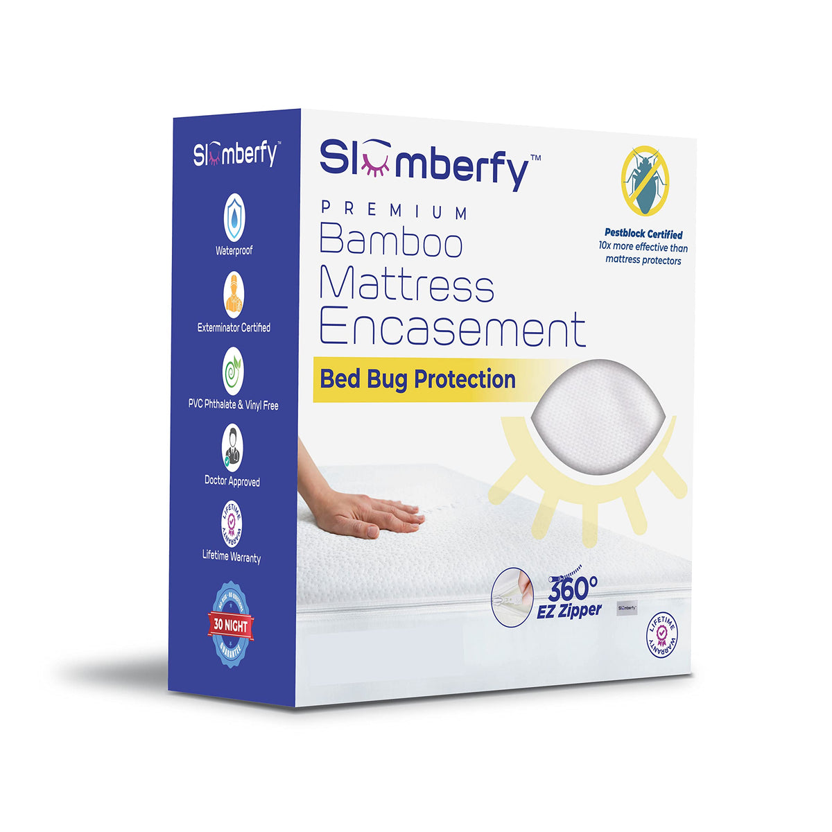 Twin XL Size Waterproof Viscose Made from Bamboo Mattress Encasement by Slumberfy - Premium Skin-Safe Mattress Protector with 360° EZ Zipper Bug, Zippered Encasement (39x80 in)