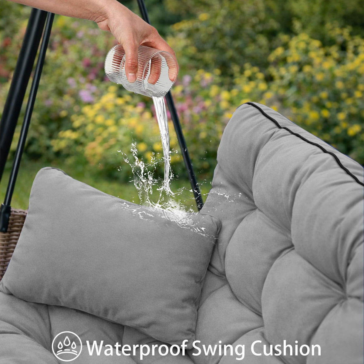 Kerkrot Porch Swing Cushions, Waterproof & Fade Resistant Outdoor Swing Cushion 70 Inch, Swing Cushions 3 Seater Replacement for Outdoor Furniture, Patio, Garden (Light Gray, 70 x 40 inch)