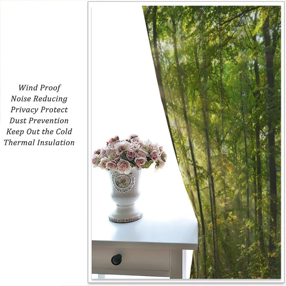 UFUH Nature Landscape Blackout Curtains,Spring Jungle Summer Sunshine Forest Land Scenery Window Treatments for Bedroom Living Room Kitchen,2 Panels Set Total Size 42 x 45 Inch