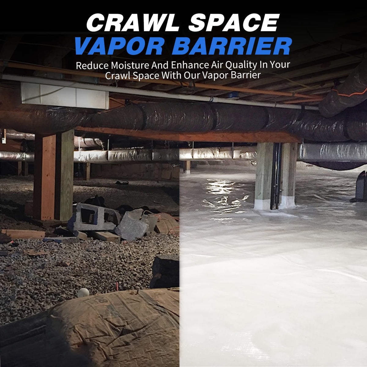 Crawldryer White Plastic Sheeting, 20 Mil 10' x 120', Crawl Space Vapor Barrier, White Vapor Barrier, Plastic Sheeting Heavy Duty, Polyethylene Plastic Rolls for Garden, Crawlspace, Basement, White