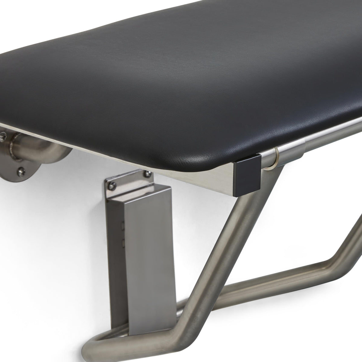 Seachrome 22" x 15" Black Padded Cushion Folding Wall Mount Bench Shower Seat, ADA Compliant