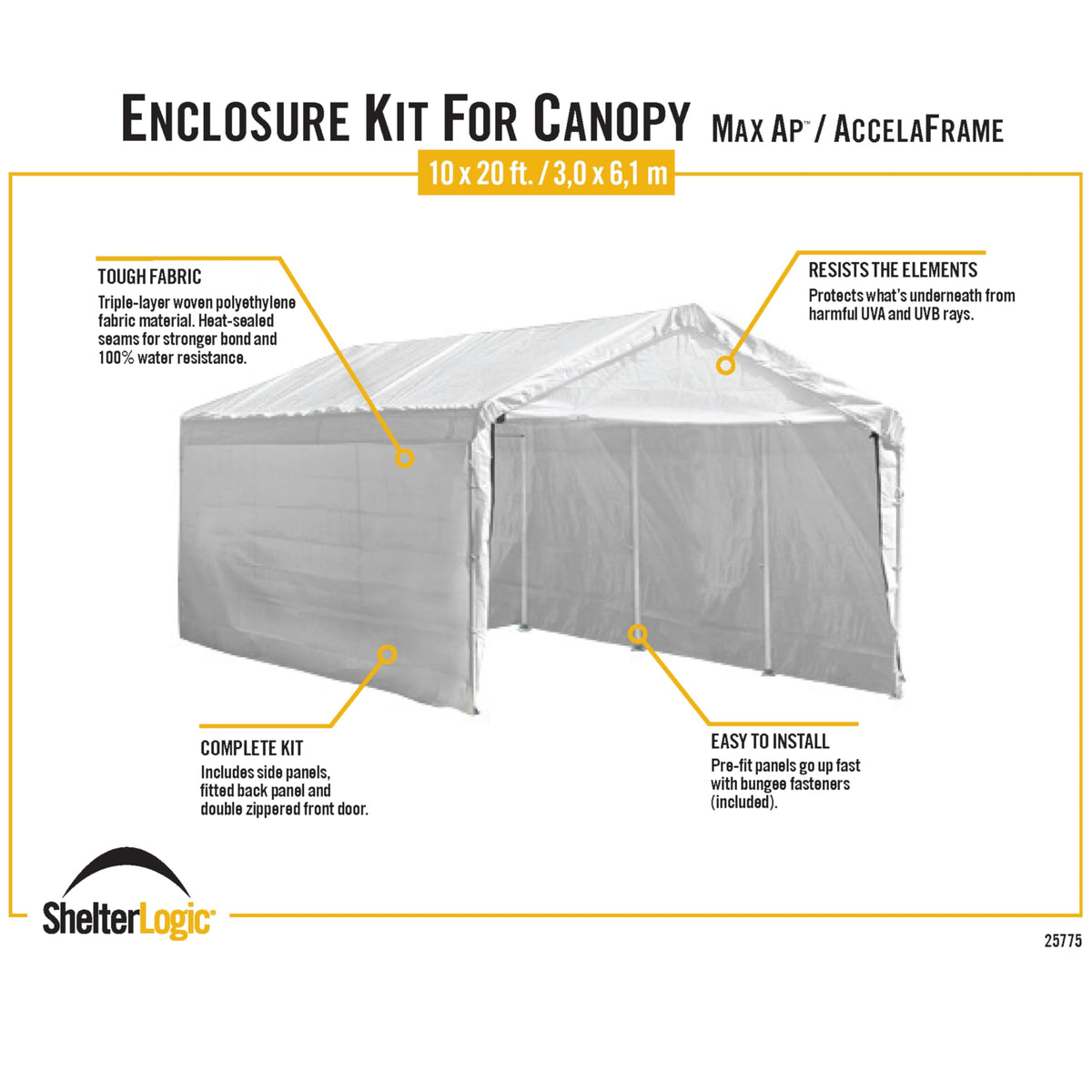 ShelterLogic MaxAP Canopy Enclosure Kit, 10 x 20 ft. (Frame and Canopy Sold Separately)