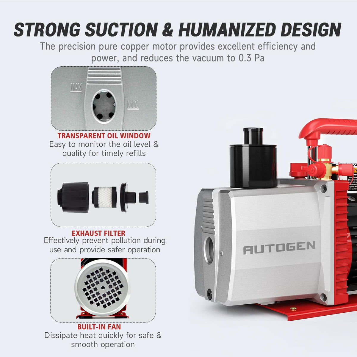 2-Stage 8CFM Vacuum Pump, 1HP 2.25 Micron 110V Air for R12 R22 R134a R410a, Rotary Vane for HVAC/AUTO AC Refrigerant Recharging, Degassing Wine, Milking Cow