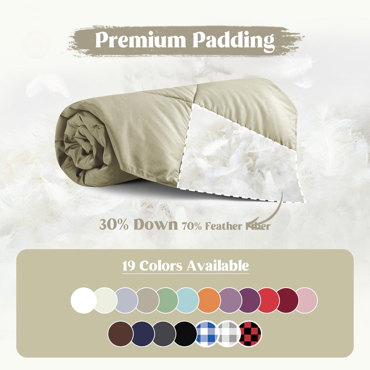 puredown® Soft Feather Down Throw Blanket Lightweight Packable Couch Throw for Indoor and Outdoor Use, Throw 50"X70", Beige