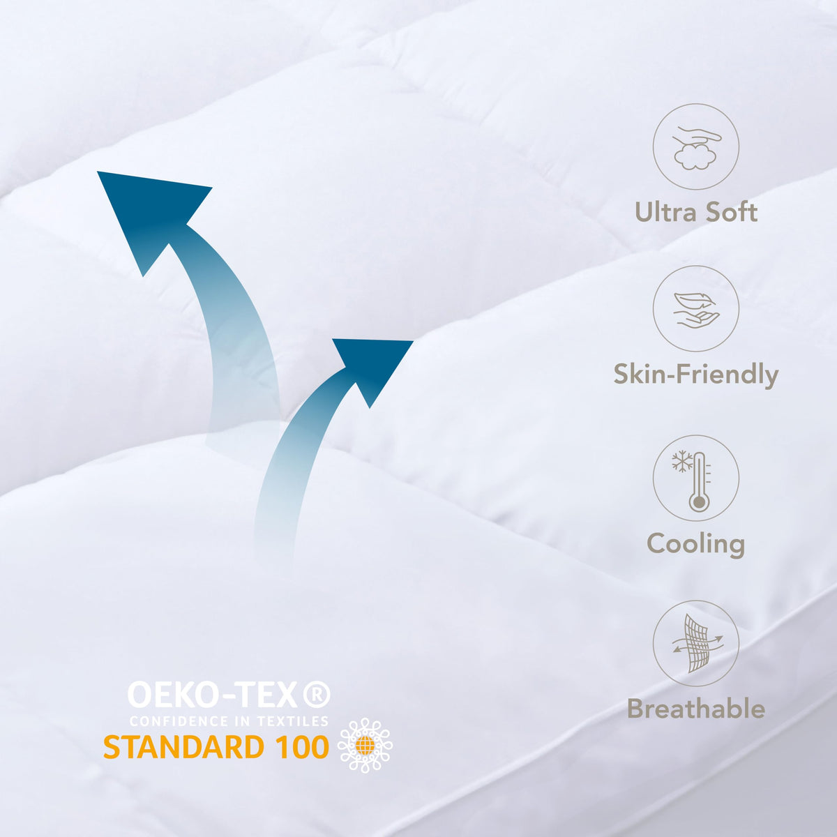 Epitex Mattress Topper Queen Size, Extra Thick and Plush Pillow Top Mattress Pad for Back Pain, Support and Breathable Cotton CoverMattress Pad with 16'' Deep Pocket Design, Skid-Proof Bottom, White