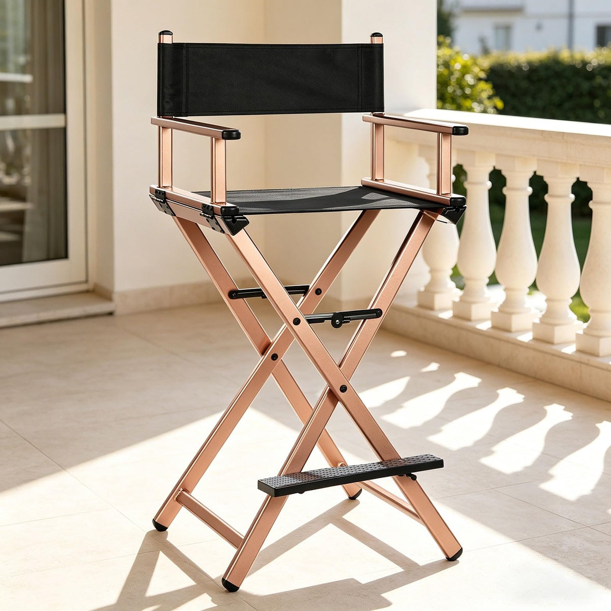 GDGYOFN 30'' Aluminum Tall Directors Chair, Portable Makeup Chair for Makeup Artist, Makeup Chair Teachers Chair Only 10.15LB, Rose Gold