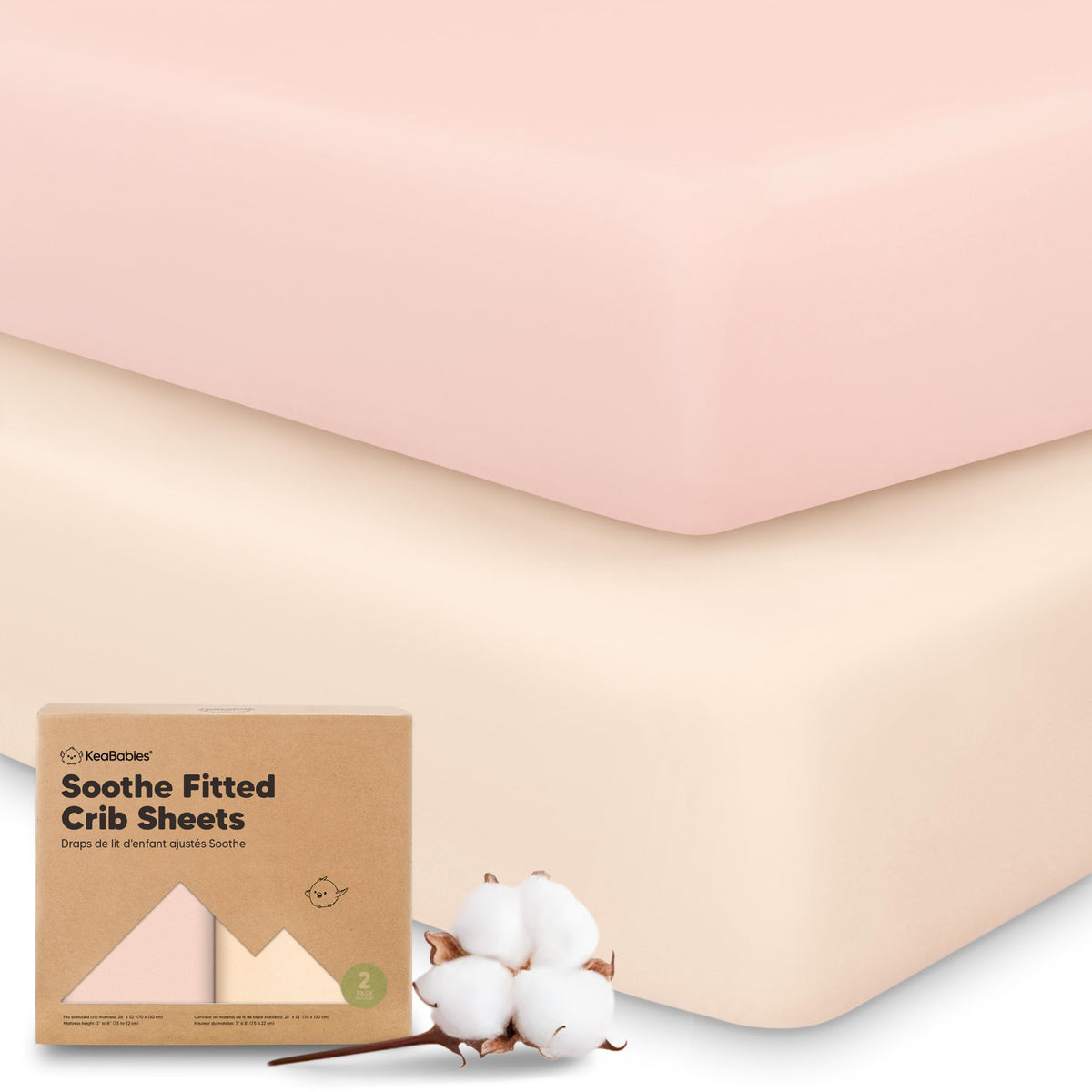 KeaBabies 2-Pack Organic Cotton Crib Sheets for Boys, Girls - 52x28 Fitted Crib Mattress Sheet Neutral, Breathable Cover for Baby Bed Set, Toddler Mattress, Soft & Cute Prints (Cameo)