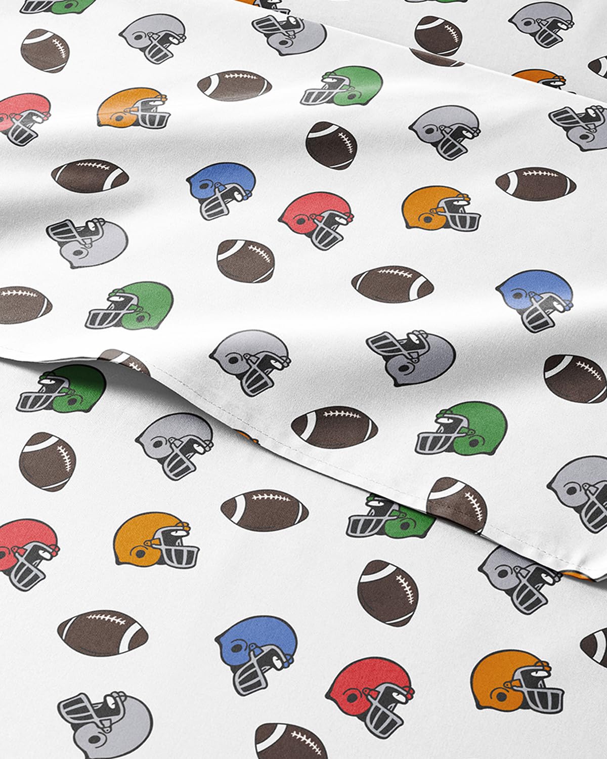 Kids Full Size Bed Sheet Set - 4 Piece Kids Loft Bed Sheets - American Football Themed bedding - Soft, Cute and Cozy - Breathable & Machine Washable - Helmet Bed Set for Boys, Girls, Teens & Toddlers