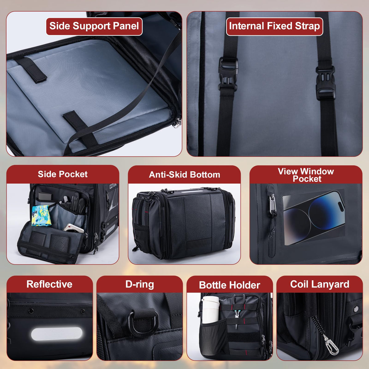 Goture 50L-70L Expandable Motorcycle Tail Bag, 1000D High-Tenacity Motorcycle Luggage Bag, Water-Repellent Motor Cycle Rear Seat Bag for Touring Cruisers with Rain Cover & Bungee Straps
