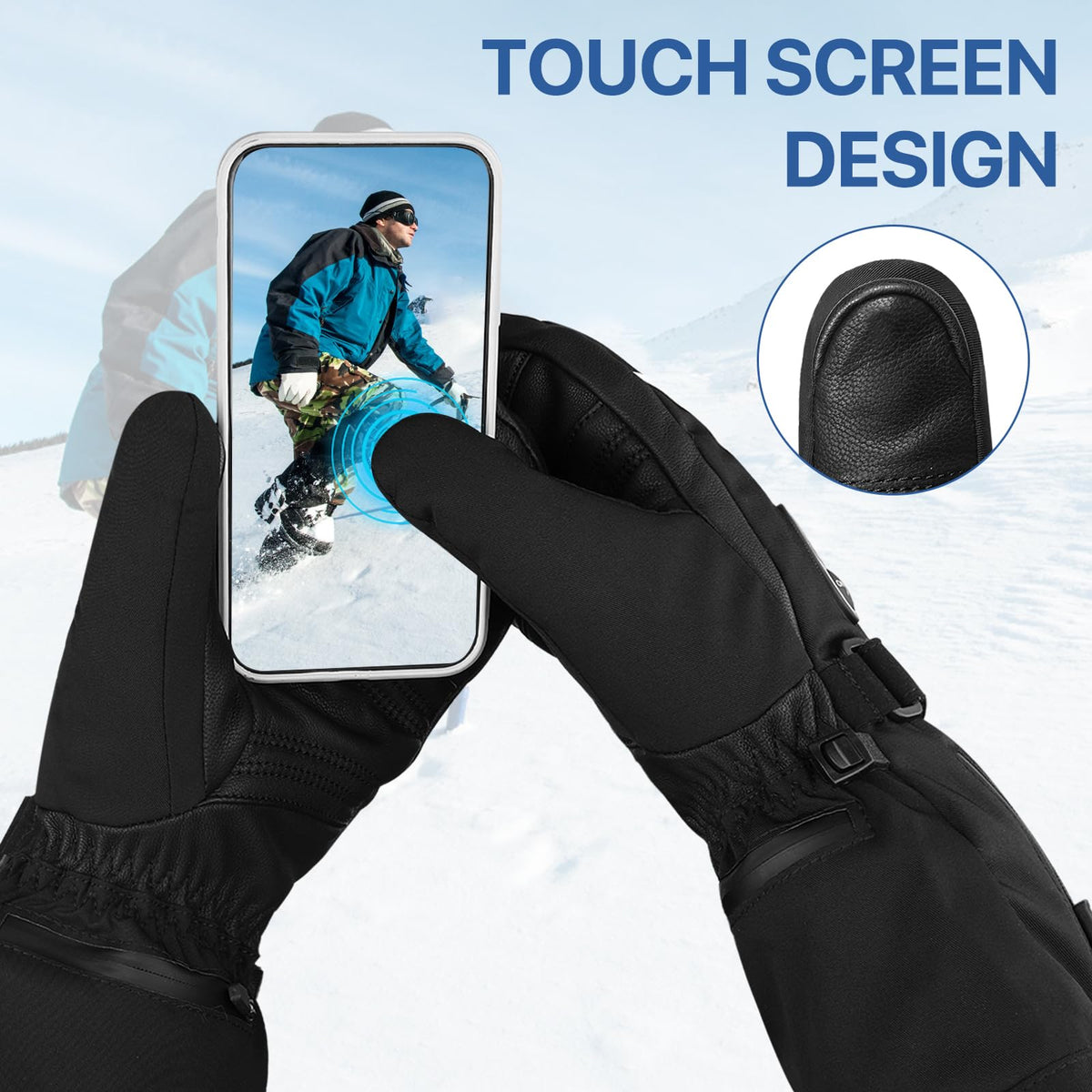 SNOW DEER Heated Mittens Gloves for Men and Women, 7.4V 2200MAH Electric Rechargeable Battery Ski for Winter Skiing Skating Snow Camping Hiking Heated Arthritis Hand Warmer Gloves(M)