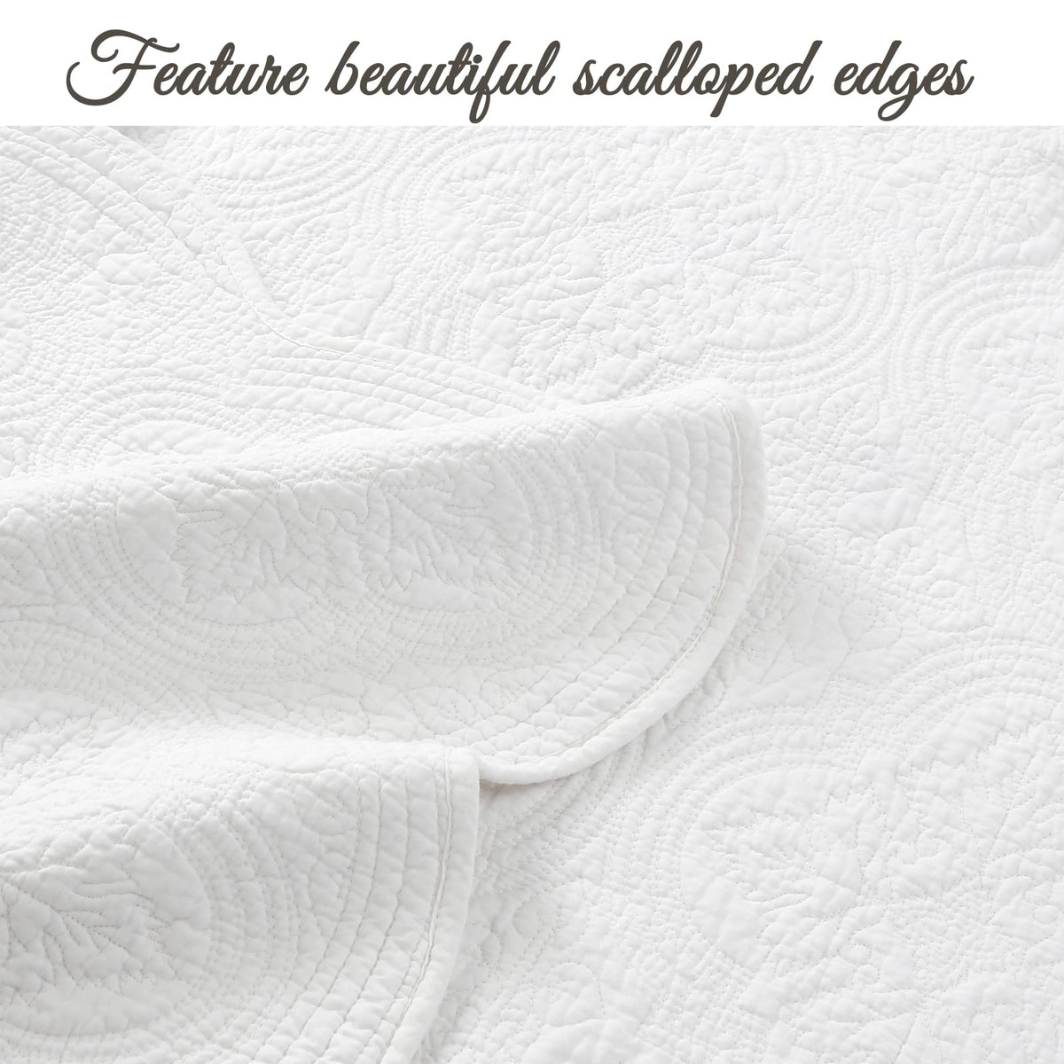 Cozy Line Home Fashions 100% Cotton Victorian Medallion Solid White Matelasse Embossed Bedding Quilt Set, Reversible Lightweight Bedspread, Coverlet for All Season (Blantyre - White, Twin - 2 Piece)