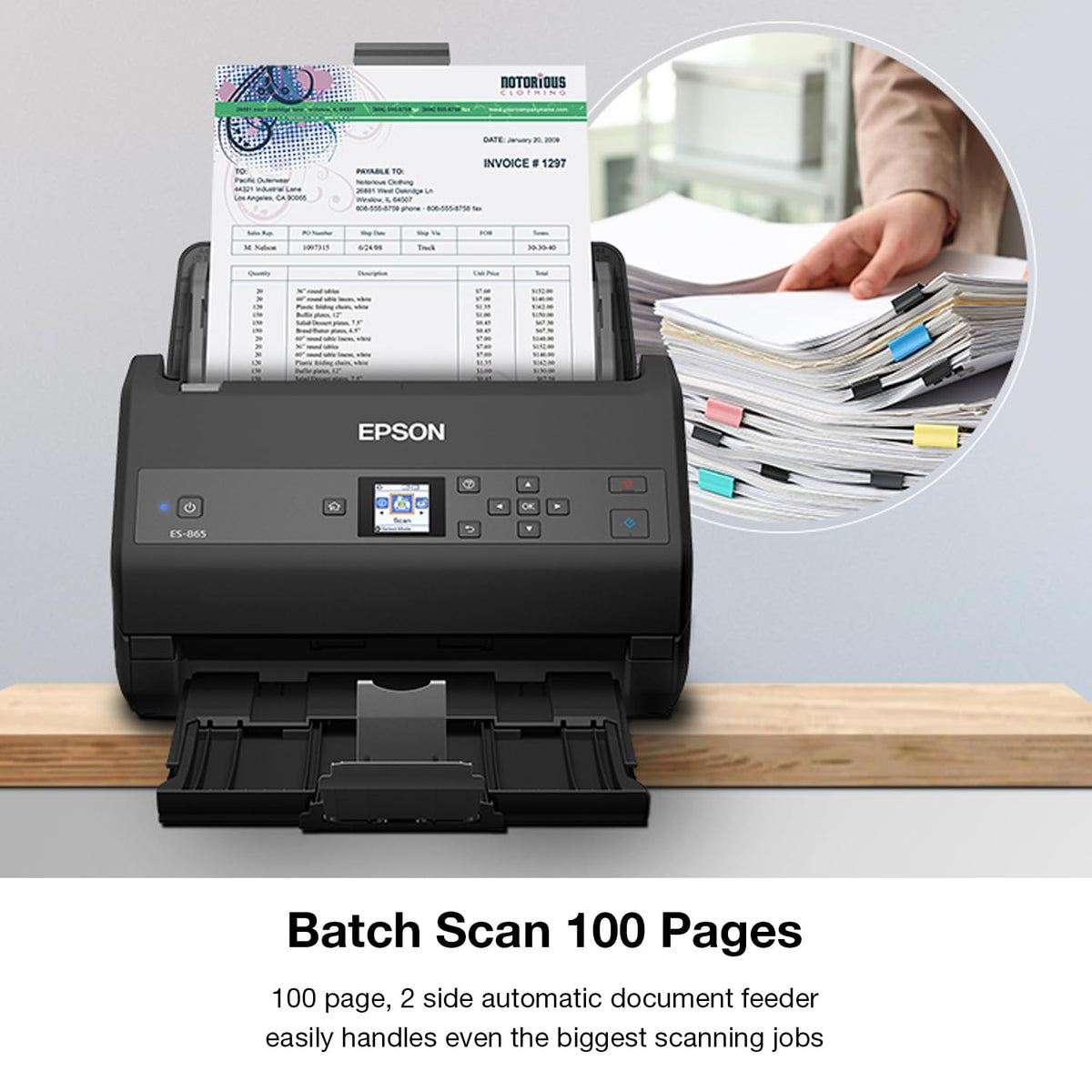 Epson Workforce ES-865 High Speed Color Duplex Document Scanner with Twain Driver
