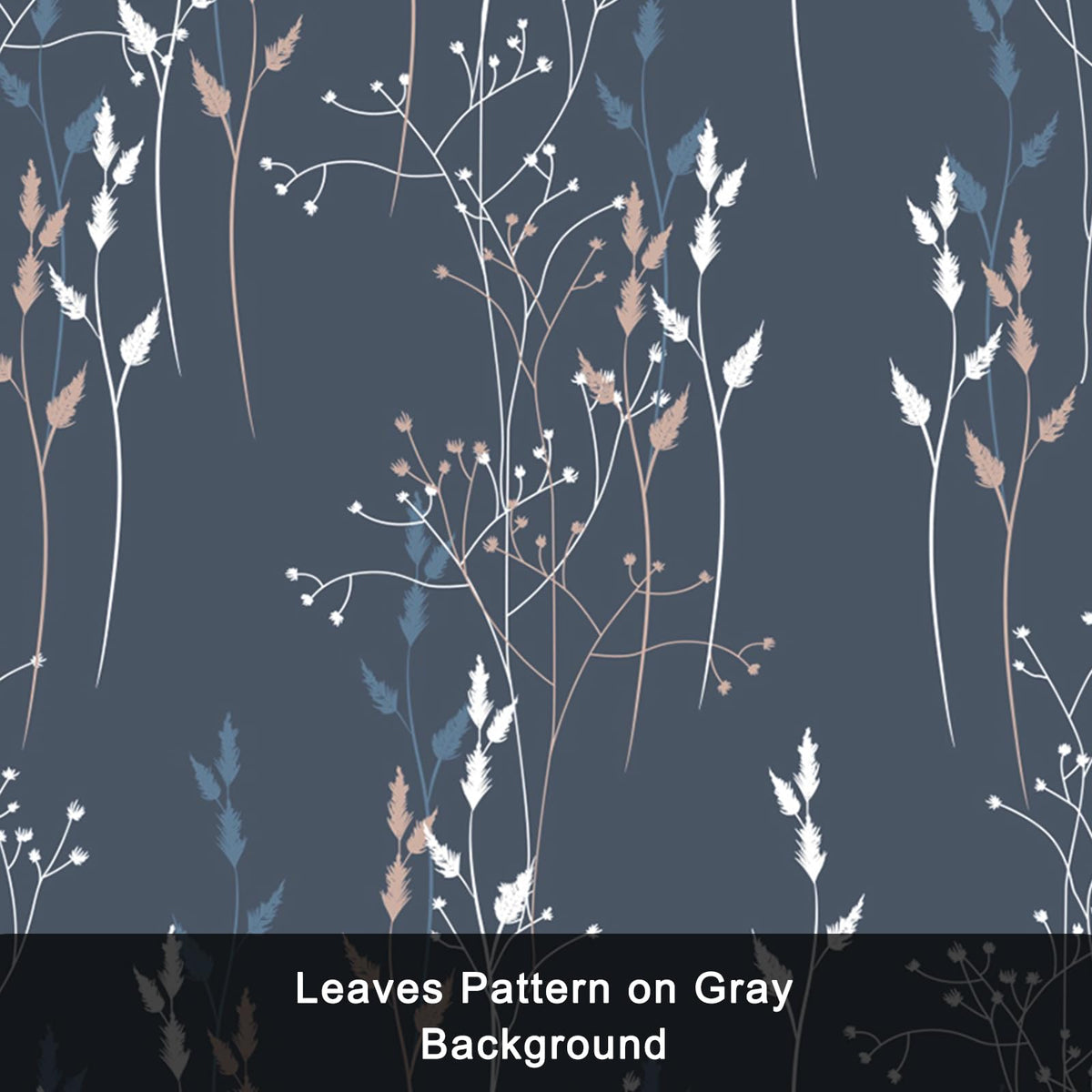 GICDSU Blue Leaves Blackout Curtains 63 Inch Length, Room Darkening Curtains for Living Room Bedroom with Botanical Printed, 2 Panels Set W52xL63