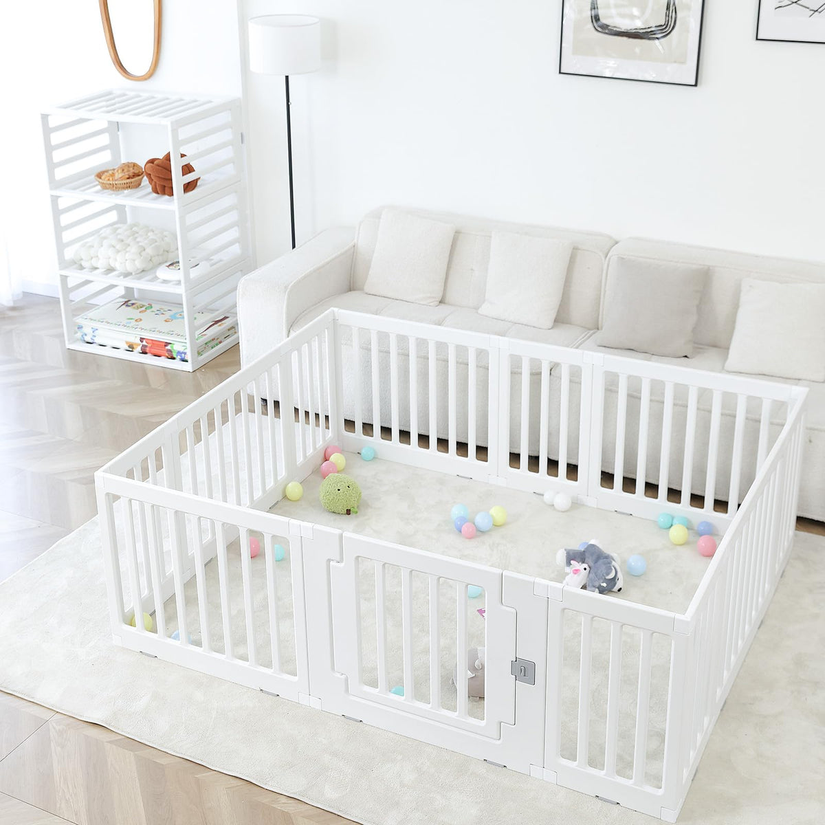 Gupamiga Playpen Baby Playard Portable Baby Fence Play Area Indoor Outdoor Kids Activity Center Playpen Playground Hoop for Indoor and Outdoor Use (12 Panels)