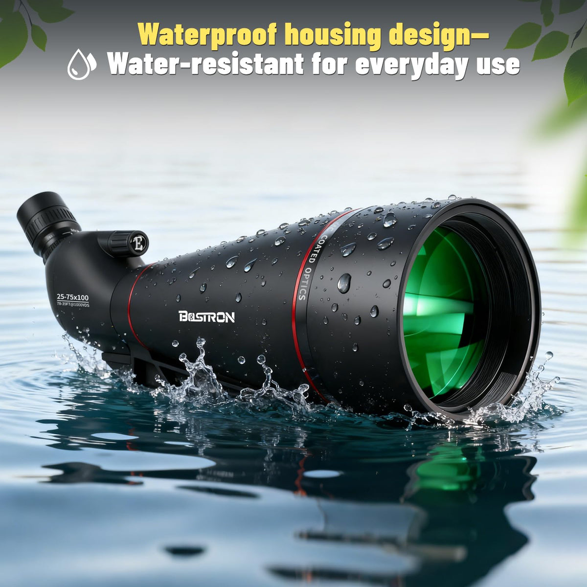 BOSTRON 25-75x100 Spotting Scope, BAK4 FMC Waterproof Spotter Scope with Tripod Phone Adapter, for Target Shooting Hunting Wildlife Bird Watching