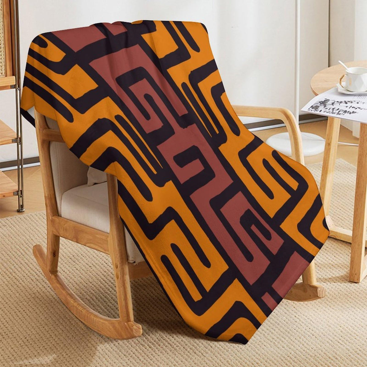 ZhiRain African Mudcloth Bohemian Pattern Throw Blanket Tribal Africa Ethnic Abstract Geometric Blanket for Sofa Bed Couch Chair Or Dorm 50"x60"
