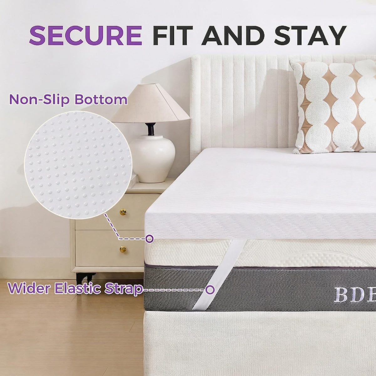 BDEUS Twin Size 2 Inch Gel Memory Foam Mattress Topper with Removable Cover, Ventilated Cooling Foam, Supportive Pressure Relief Bed Topper, CertiPUR-US Certified