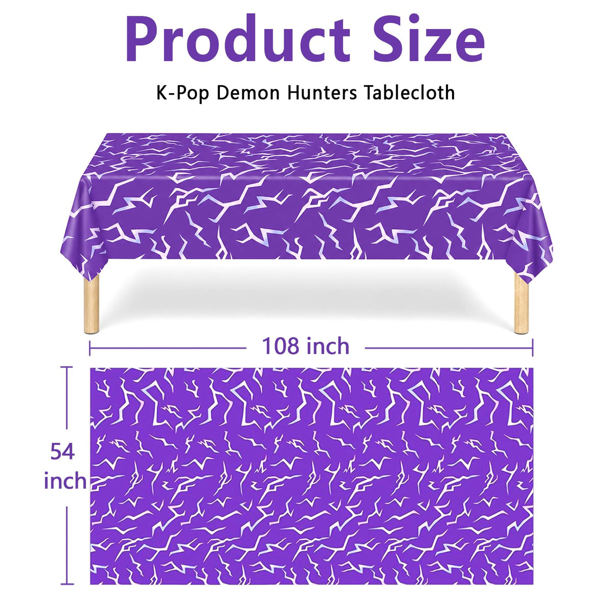 Luxe Louise Birthday Tablecloth Decorations Disposable Table Cloth Waterproof Rectangle Table Cover Plastic Table Cover for Party Decors (Lightning)