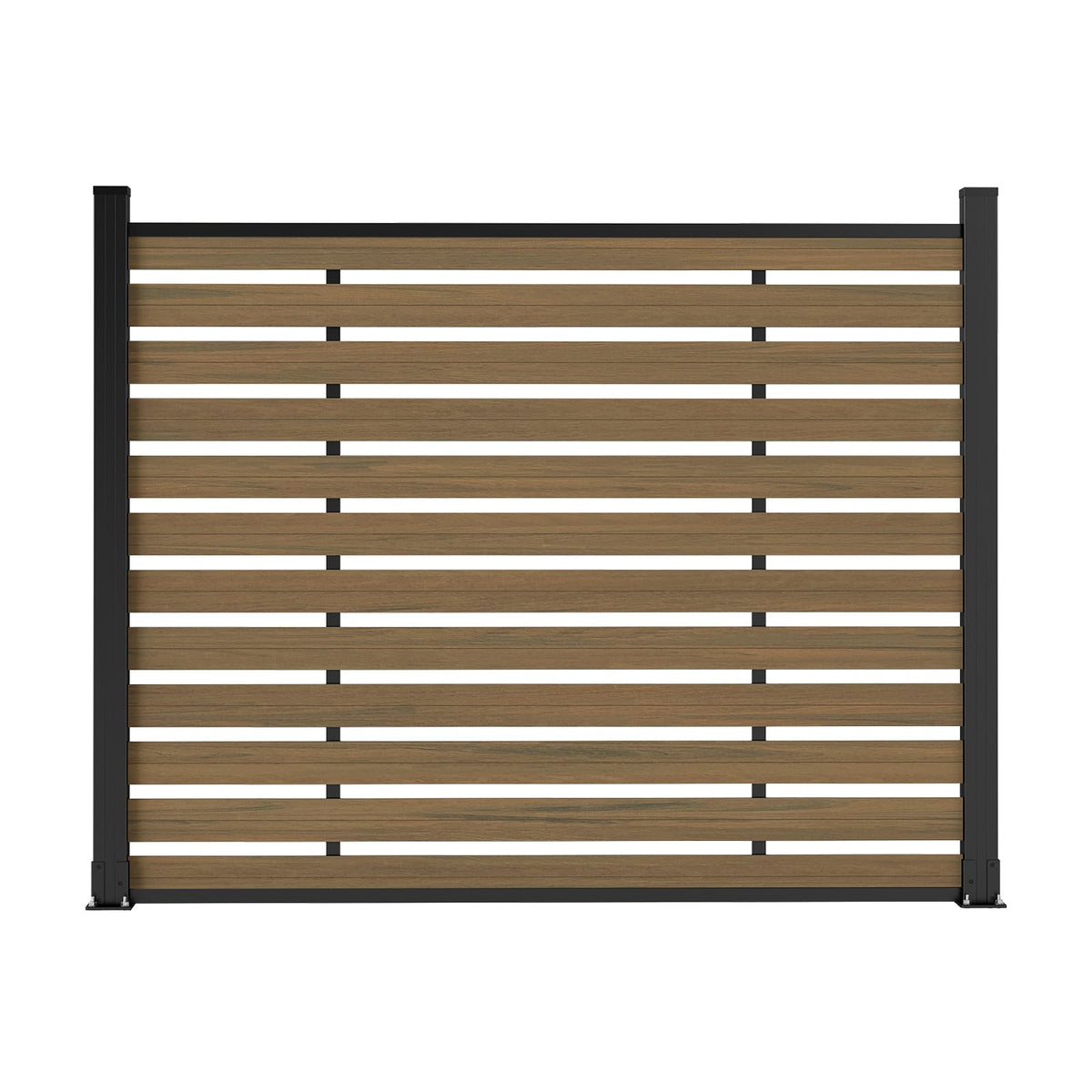 Treslam Outdoor Privacy Fence WPC, AC Unit Air Conditioner Screen 5 FT(H) x 6 FT(W) Trash Can with Aluminum Alloy Post, Decorative Fencing, Brown with 2 Post