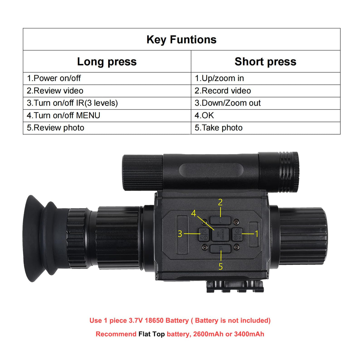 Digital Night Vision Monocular HD 1080P Infrared Night Vision Scope with 5X AI Zoom Video Recording, Hunting Night Vision Camera for Surveillance & Wildlife Observation