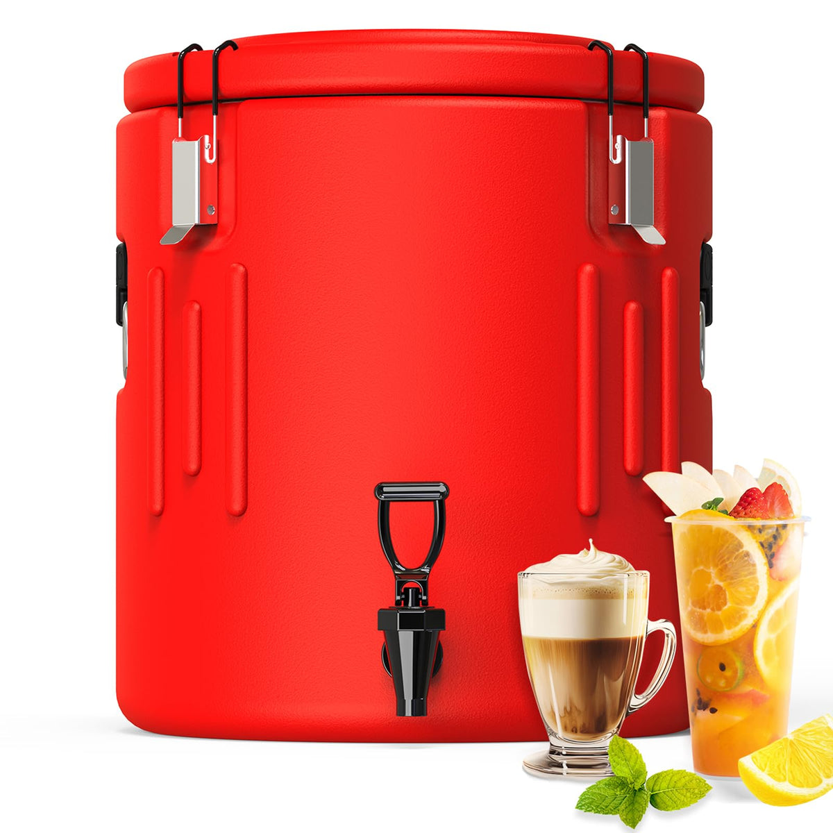 Insulated Beverage Dispenser 6.5 Gallon, Hot Drink Dispenser with Stainless Steel Interior & Spout, Cold & Hot Water Dispenser, Portable Water Cooler, Outdoors Water Jug for Camping Party Sports,N4