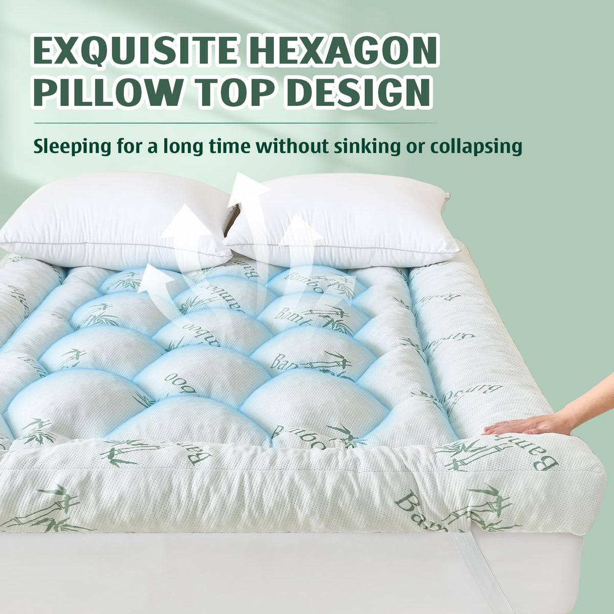 5 Inch Memory Foam Mattress Topper Full Size, Breathable Viscose Made from Bamboo Pillow Top Mattress Pad Cover, Soft Bed Topper with 2000 GSM Foam Filling for Pain Relief, White, 54x75x5 in