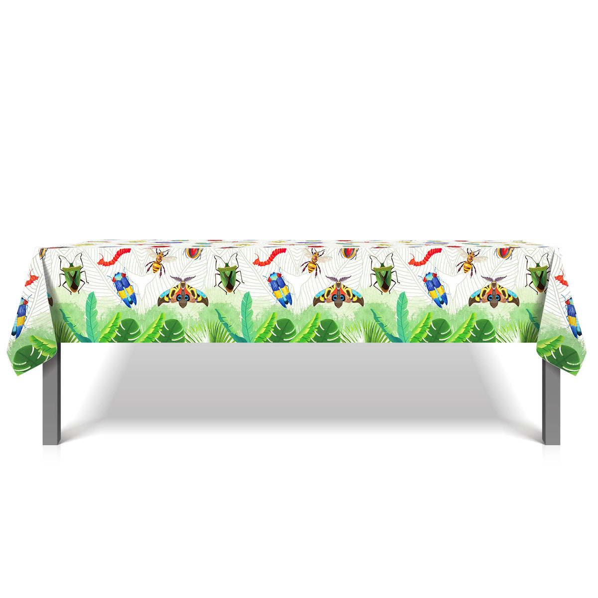CC HOME 1 Pack Insects Party Plastic Tablecloth 54 x 87 Inch Long Rectangular Table Cover for Buffet, Birthday Party Holiday Dinner, Picnic or Tablecloth for Kitchen Event Use