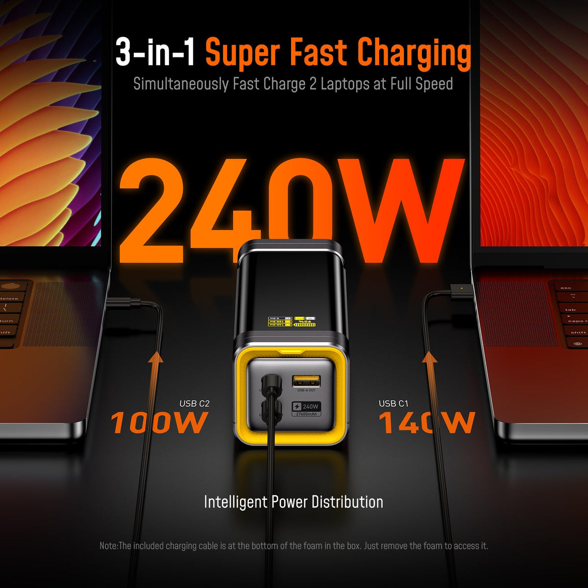 AOHI 240W Laptop Power Bank 27600mAh Portable Fast Charger (99.3wh), Airline-Compliant, 140W PD 3.1 Large Battery Pack The Future Starship for MacBook, iPad iPhone 16 Pro Max,Galaxy,Steam Deck, Grey
