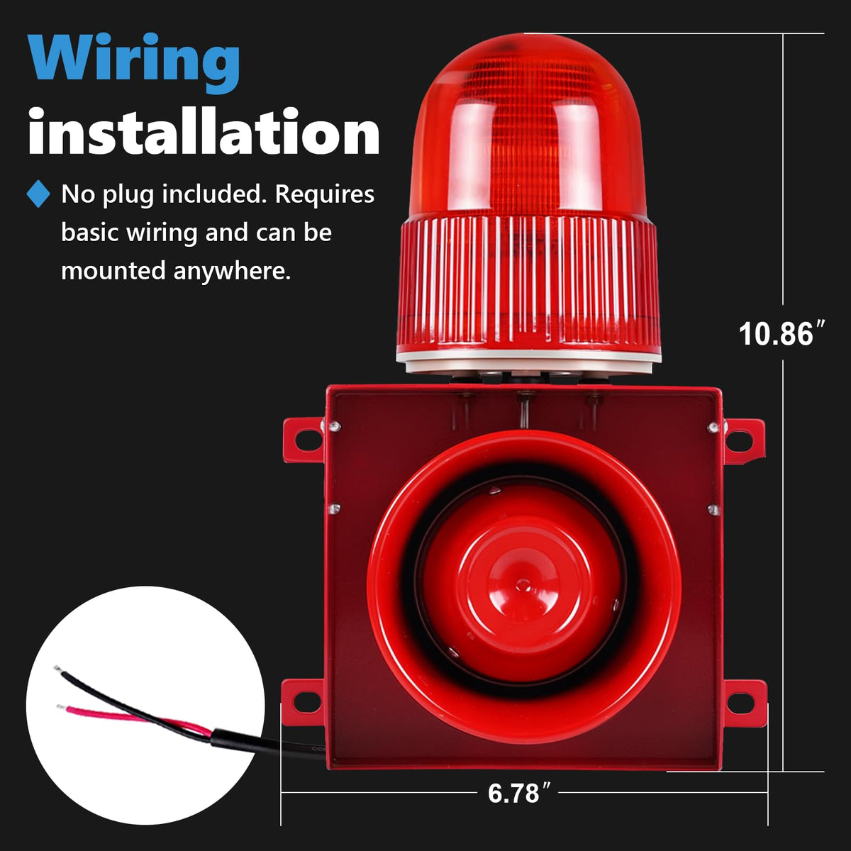 Saladulce Heavy-Duty 120dB Industrial Siren Alarm | IP65 Outdoor Alarm with Powerful Strobe Light for Machinery, Intruder, Business, Warehouse (110V AC)