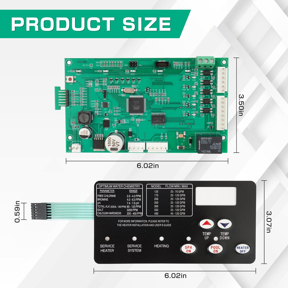 Control Board Kit with Switch Pad Replacement# 472610Z Replace 42002-0007S Compatible with Mastertemp Max-E-Therm Pentair Pool & Spa Heaters Compatible with All NA LP Series Models