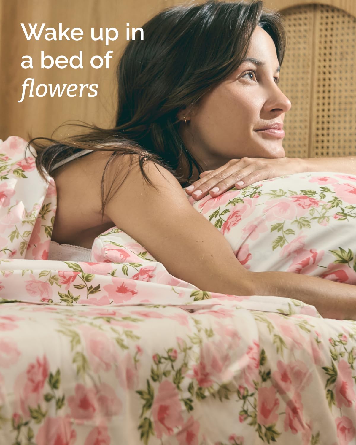 Floral Sheets - Pink Floral Bed Sheet Set - 1 Flat, 1 Fitted & 2 Pillowcases w/ Deep Pockets - Comfy, Wrinkle & Fade Free - Boho Botanical Bedding - Ultra-Soft, Breathable & Cooling - King Size Set