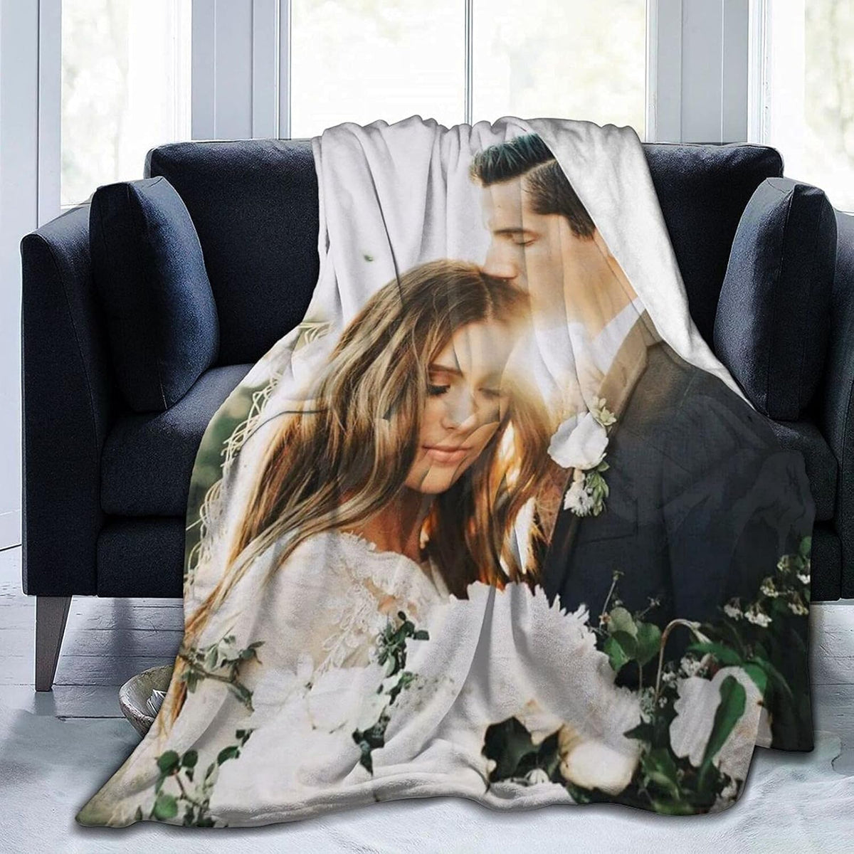Ships Next Day .Custom Blanket with Photos Text Customized Blanket Personalized Flannel/Sherpa Throw Blankets for Adult Kid Birthday Christmas Halloween Fathers Mothers Valentines Gift - 50"x 60"