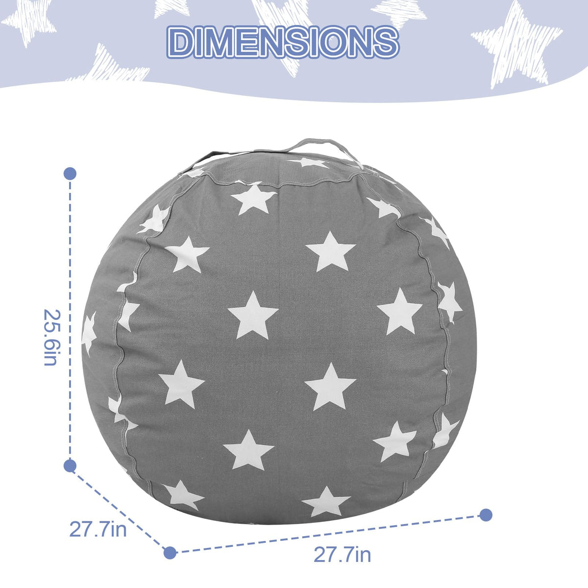 COMAX Bean Bag Chair for Kids, Kid Beanbag Chair Cute, Cotton Canvas Lazy Chair with Shredded Foam Filling, Stuffed Floor Sofa Couch for Boys and Girls, Grey Stars