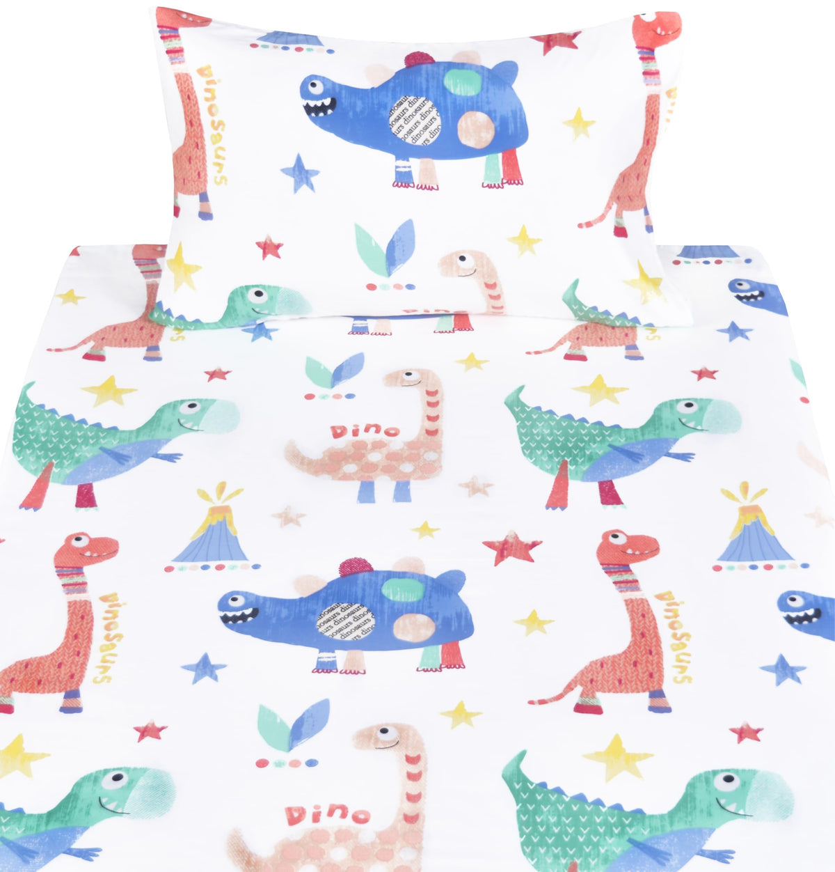 Scientific Sleep Jurassic Big Dinosaur Cute Kids Toddler Boys Girls 100% Cotton 3 Pcs Twin Bed Sheet Set, Flat Sheet & Fitted Sheet & Pillowcase Kids Bedding Set Twin