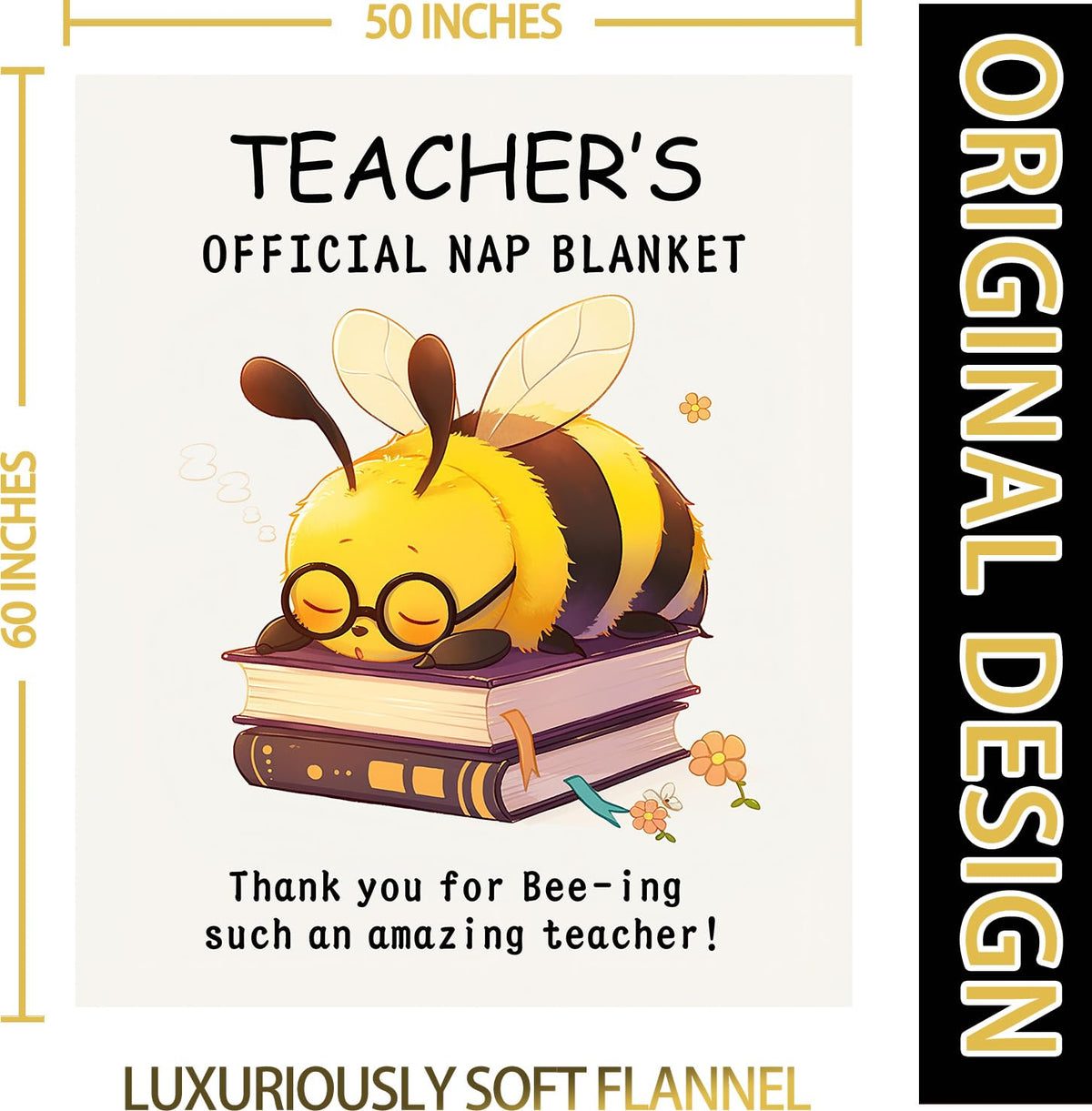 ownmysty Teacher Appreciation Gifts for Women, End of Year Thank You Retirement Graduation Birthday Gifts from Student, Teachers Blanket with Flower for Travel Couch Bed Camping Napping, 60''X 50''
