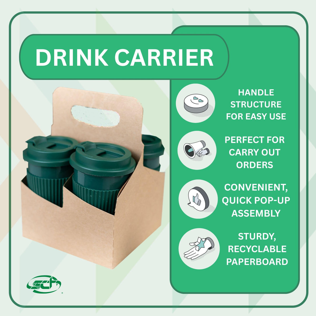 Southern Champion Tray 2788 Kraft 4 Cup Drink Carrier - 250 / CS