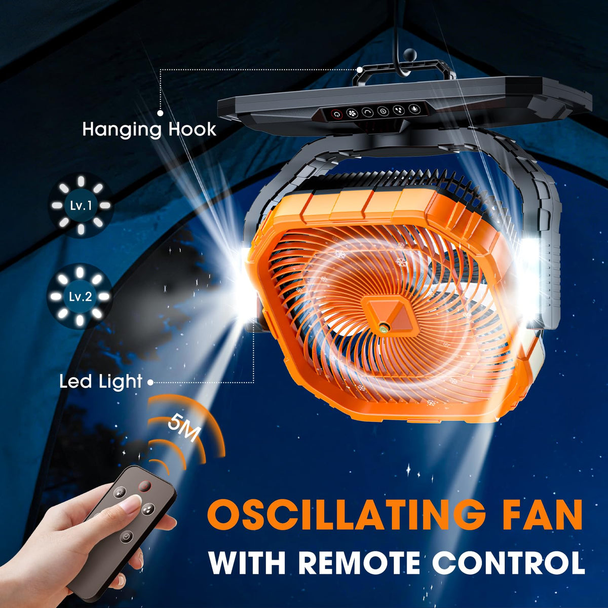 Ausic 5 Gal 12" Portable Misting Fan for Outside Patios, 30000mAh Outdoor Oscillating Rechargeable Battery Fan, Cooling Water Camping Fan with Telescopic Handle/Remote, Summer Dugout Essentials